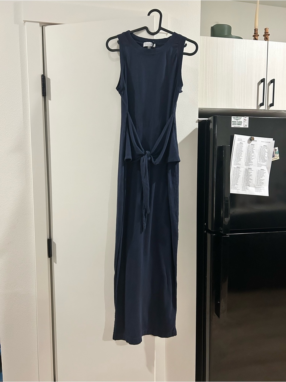 Sleeveless Navy Tie-Front Maxi Dress